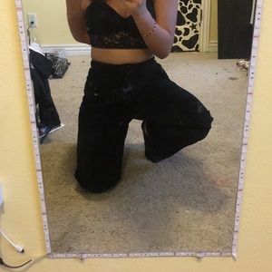 velvet straight leg pants